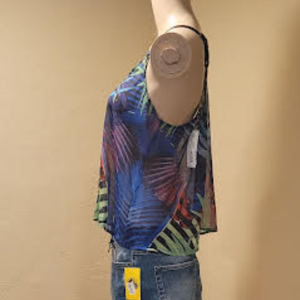 NWT Decree sheer vibrant colored adjustable strap tank top - Size Medium - Picture 4 of 8
